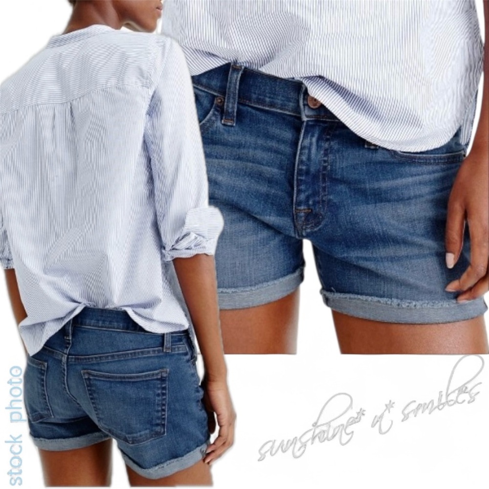 J. Crew JCREW Indigo Distressed Denim Cut-Off Jean Shorts style A0813 ~ size 25